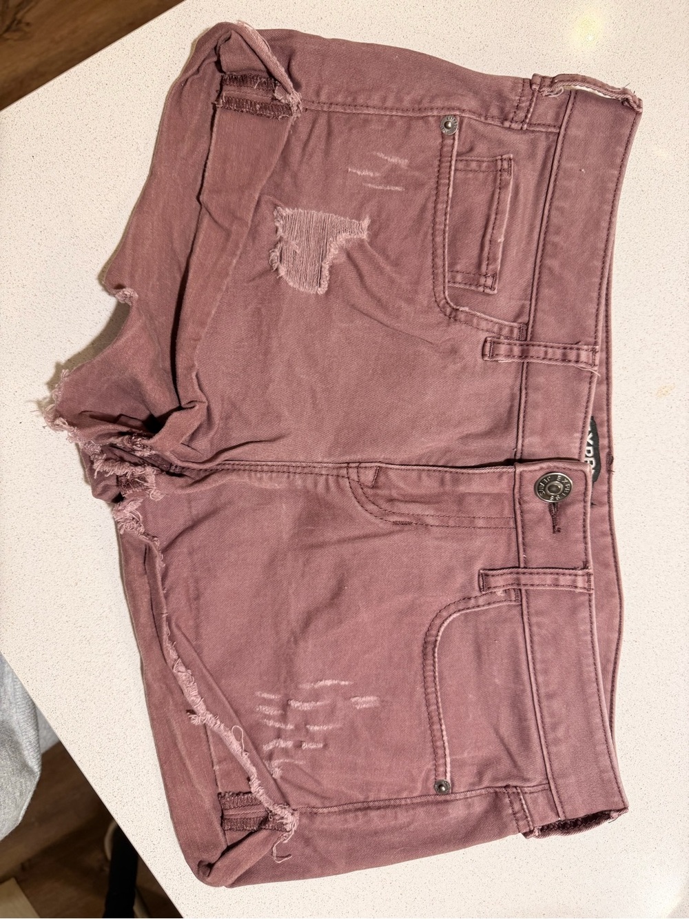 Express Distressed Mauve Pink Denim Jean Shorts
